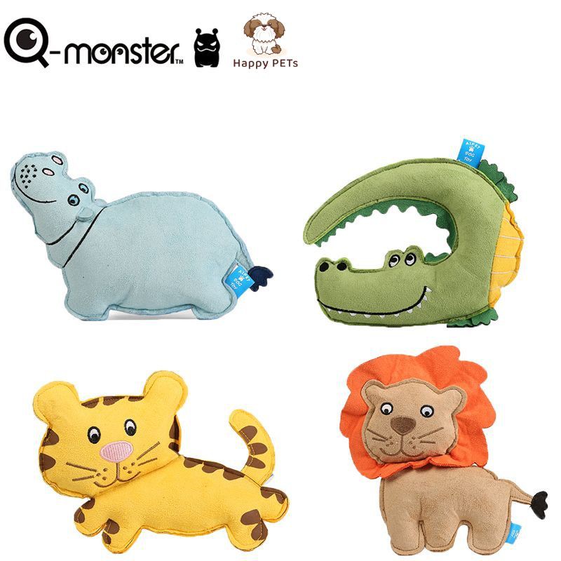 Q-monster ชุด Funny Animals กัด/บีบ มีเสียง ของเล่นสุนัข ตุ๊กตาหนังเทียม กัด/บีบ มีเสียง ทนทาน ของเล่นหมา