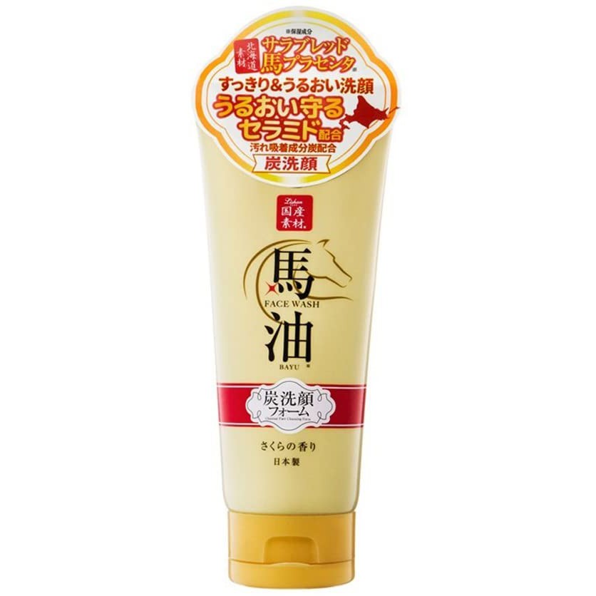 Lishan Horse Oil & Charcoal Facial Wash Foam  (Sakura Scent)  โฟมล้างหน้าน้ำมันม้าผสมกับถ่าน 130 กรั