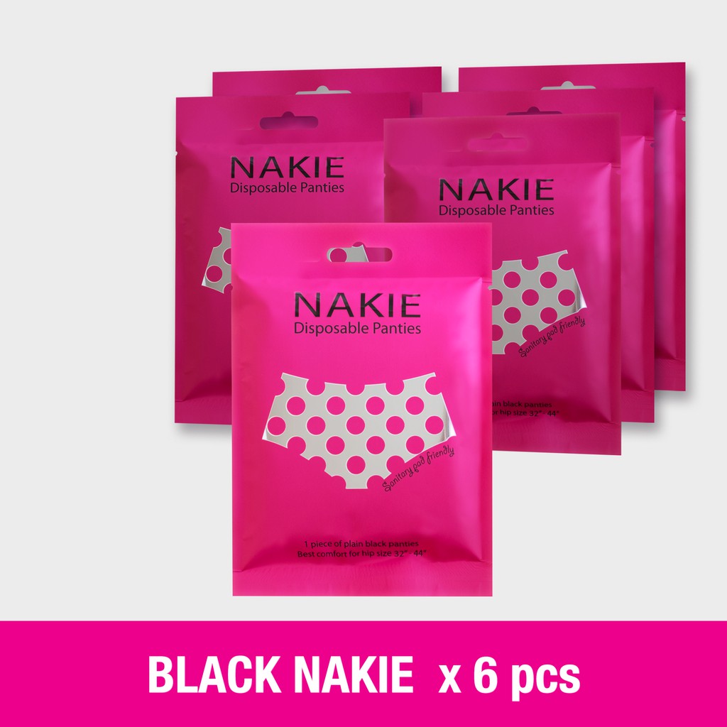 NAKIE กางเกงชั้นในใช้เแล้วทิ้งเกรดพรีเมี่ยม ชุด 6 ชิ้น (สีดำ)
