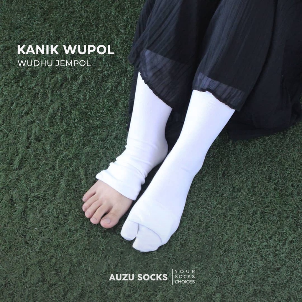Kanik Wupol Thumb Abolution Socks - ถุงเท้าเดินทางมุสลิม umrah Hajj - ดํา ขาว ครีม