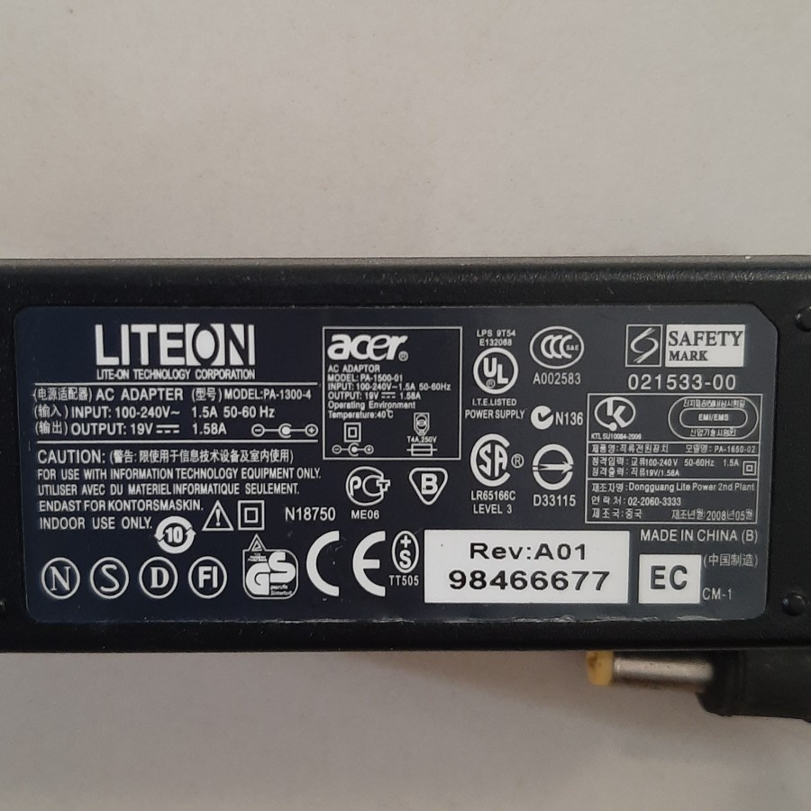 อะแดปเตอร์ AC LITEON ACER N18750