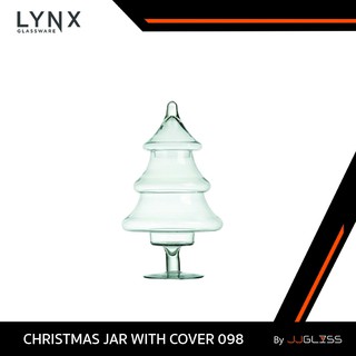 JJGLASS - (LYNX) CHRISTMAS JAR WITH COVER 098 - แจกันแก้ว แฮนด์เมด ทรงต้นคริสต์มาส เนื้อใส