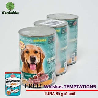 Petz Friend Lamb Flavored Dog Food 400g.*3cans Free Whiskas TEMPTATIONS TUNA 85 g x1 unit