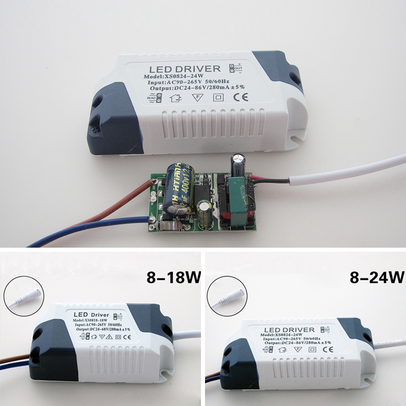 8-18w/8-24w ติดตั้งง่าย Ceilling Light หม้อแปลงไฟฟ้ากันน้ําแหล่งจ่ายไฟ LED Driver