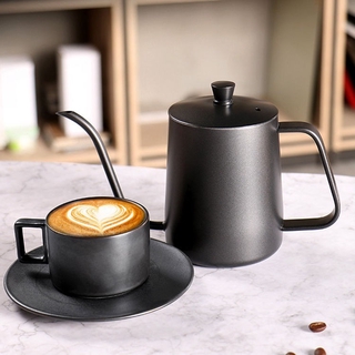 ดริปเปอร์ กาดริปกาแฟ พร้อมฝา สีเงิน/สีดำ 600ml/350ml Stainless Pour-over Coffee Drip Pot