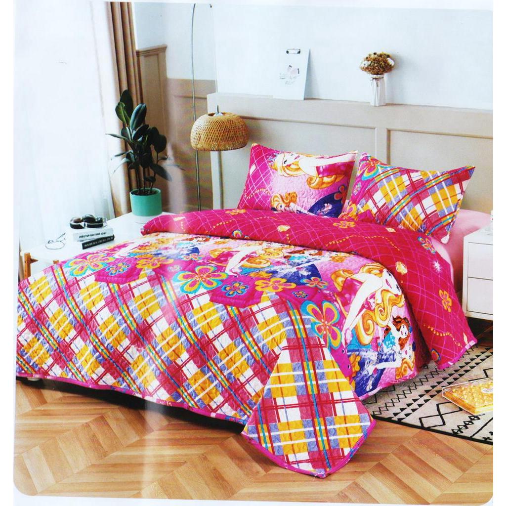 Cadar Patchwork Queen Size การ์ตูน/ดอกไม้/Abstrak Katil Queen 3in1 Jenis Hamparan Queen