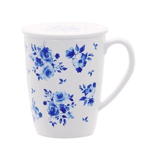 ถ้วยหู+ฝาเมลามีน SUPERWARE BLUE FLORAL 450 มล.MELAMINE MUG+LID 450ML SUPERWARE BLUE FLORAL