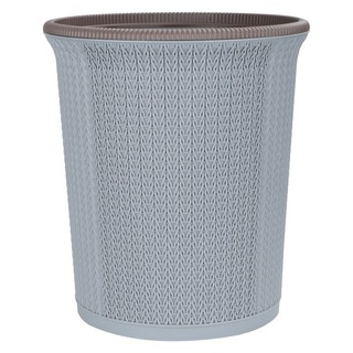 🔥เกรดโรงแรม!! ถังขยะพลาสติกทรงกลม 10 ลิตร-ขนาด 25.5x28.8x25.5ซม. สีเทา ROUND WEAVE DUSTBIN 10 LITE GREY ตะกร้า ถังขยะ แล