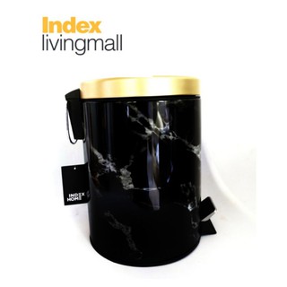 index living mall ถังขยะindex พร้อมส่ง ถังขยะลายหินอ่อน ถังขยะแบบเหยียบ รุ่นลักซ์-เจนน่า ขนาด 5 ลิตร - สีดำ / สีทอง