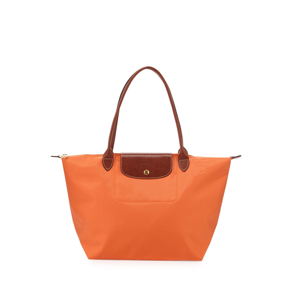 Longchamp หูยาว size m สีส้ม มือสอง