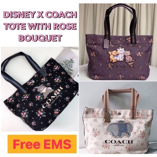 DISNEY X COACH TOTE WITH ROSE BOUQUET PRINT AND DUMBO (COACH 91119)