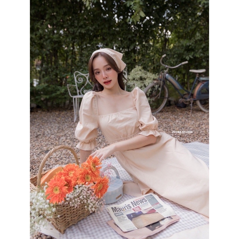 New with tag! Joobs studio #JBS577 Just a Lovely Dress Size s เดรสสีครีม