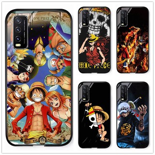 สําหรับ Vivo Y20 / Y20s / y20i อะนิเมะ One Piece ลูฟี่ Zoro กระจกนิรภัย กันกระแทก เคสโทรศัพท์ แบบแข็งส่วนบุคคล DIY กําหนดเอง