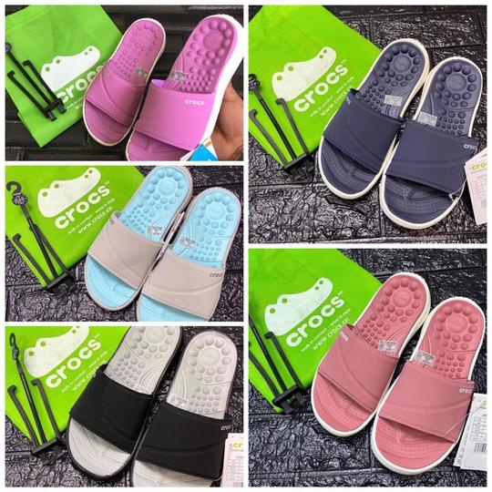 Crocs/crocs รองเท้าแตะ/Crocs Reviva สไลด์/รองเท้าแตะสไลด์/รองเท้าแตะ Crocs/รองเท้าแตะผู้หญิง/Crocs ผ