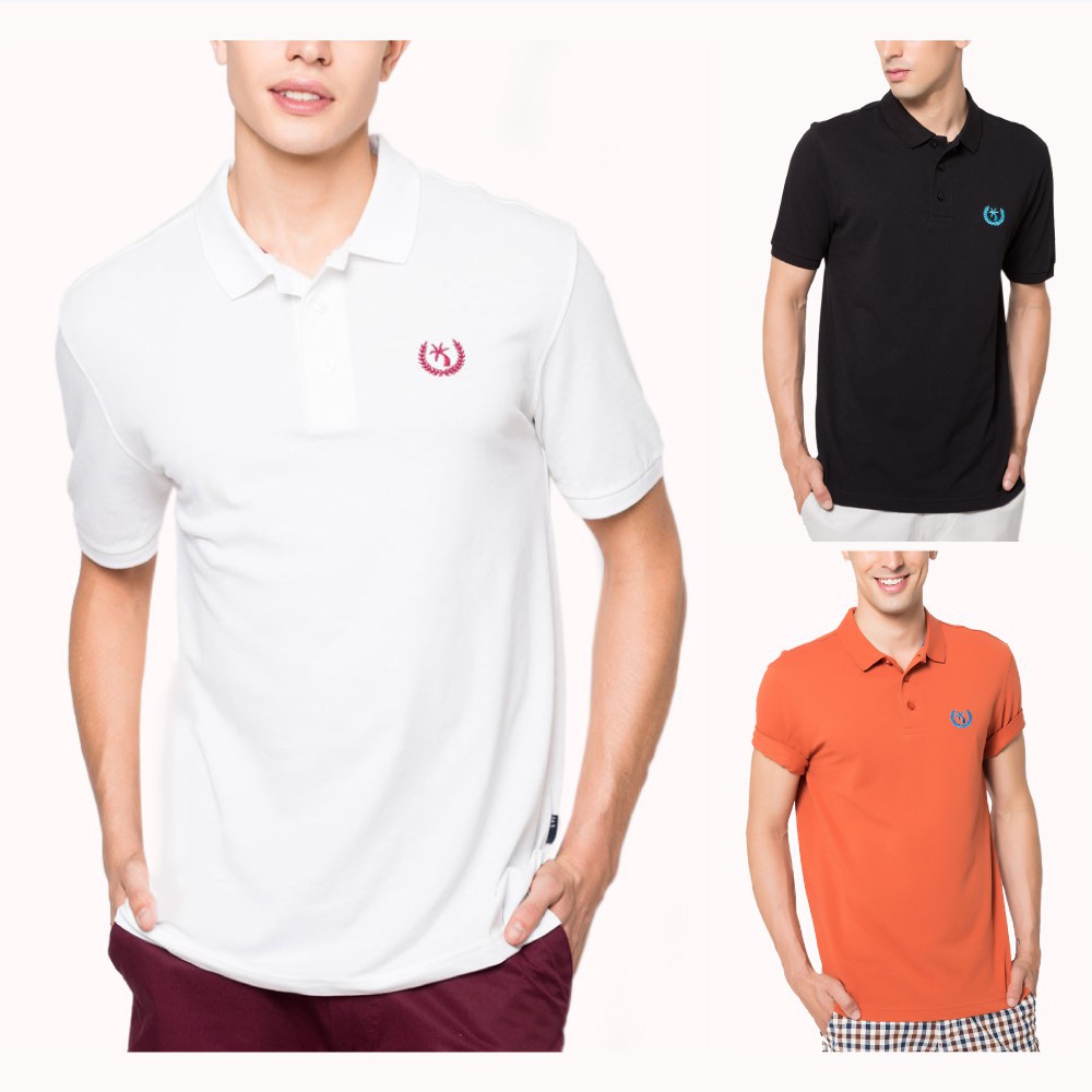 OASIS เสื้อโปโลชาย Active Series ผ้าคอตตอน รุ่น MPB-1192 สีส้มอิฐ  ดำ  ขาว