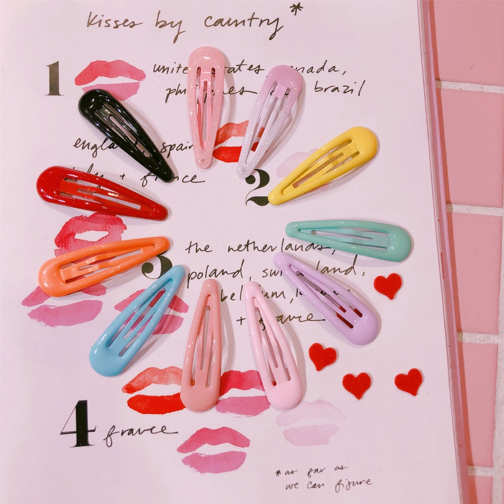 Korean Girl Heart Cute Metal Color Bb Clip Hair Side Clip Japanese Wild