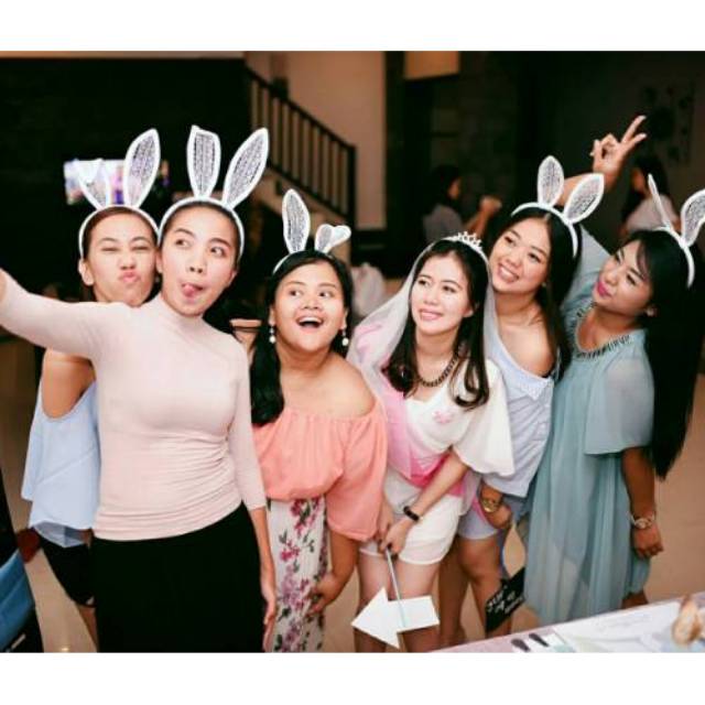 WINDBLOWN Rabbit HEADBAND LACE BUNNY EARS HEADBAND สําหรับผู้ใหญ่และเด็ก
