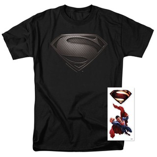 เสื้อยืดพิมพ์ลาย Superman สำหรับผู้ชายสีดำ