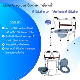 M+ Forward เก้าอี้นั่งถ่าย 2in1 ที่ห้ดเดินและเก้าอี้นั่งถ่าย