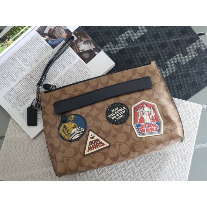 New Coach STAR WARS X COACH CARRYALL POUCH IN SIGNATURE CANVAS WITH PATCHES