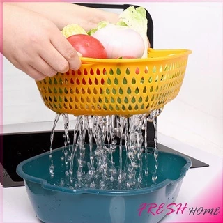 ตะกร้าล้างผลไม้ 2ชั้น 2in1 ตะกร้าล้างผัก Basin for washing vegetables
