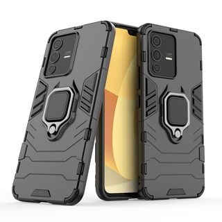 เคสมือถือกันกระแทกรถที่วางแหวนแม่เหล็ก Vivo V27e V27 Pro พลาสติกแข็ง Stand Holder Car Ring Phone Case Cover