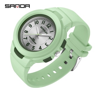 Sanda 2022 นาฬิกาข้อมือสปอร์ต กันน้ํา สีพื้น สําหรับเด็กผู้ชาย ผู้หญิง 6095-13