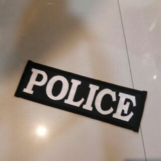 POLICE ป้ายปักผ้า เย็บตีนตุ๊กแก ขนาด 29×9 CM.