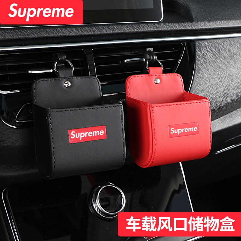 Supreme กระเป๋าใส่โทรศัพท์มือถือ ช่องระบายอากาศ สีดํา/แดง สําหรับรถยนต์