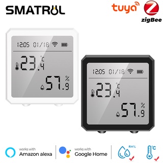 Smatrul Tuya Zigbee เครื่องวัดอุณหภูมิ และความชื้น อัจฉริยะ เซนเซอร์ ในร่ม ไฮโกรมิเตอร์ เทอร์โมมิเตอร์ เตือนแบตเตอรี่ จอแสดงผล Lcd รองรับ Alexa Google Home