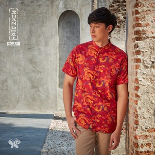 Papillon - Men Shanghai Dream Printed Shirts เสื้อผู้ชายคอจีน สไตล์โมเดิร์นไชนีส สวมใส่สบายจากเนื้อผ้า Premium Cotton