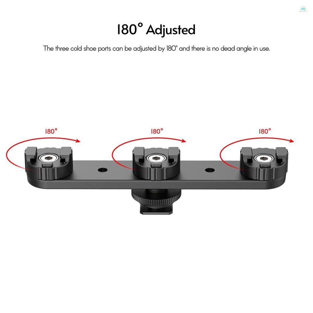 Ulanzi PT-23 Cold Shoe Bracket Vlog Expansion Bracket with 3 Cold Shoe Mounts 180° Rotatable for Mounting LED Video