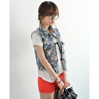 FA2SHOP รุ่น 01-ZV013 เสื้อกั๊กยีนส์ ลายดอกไม้