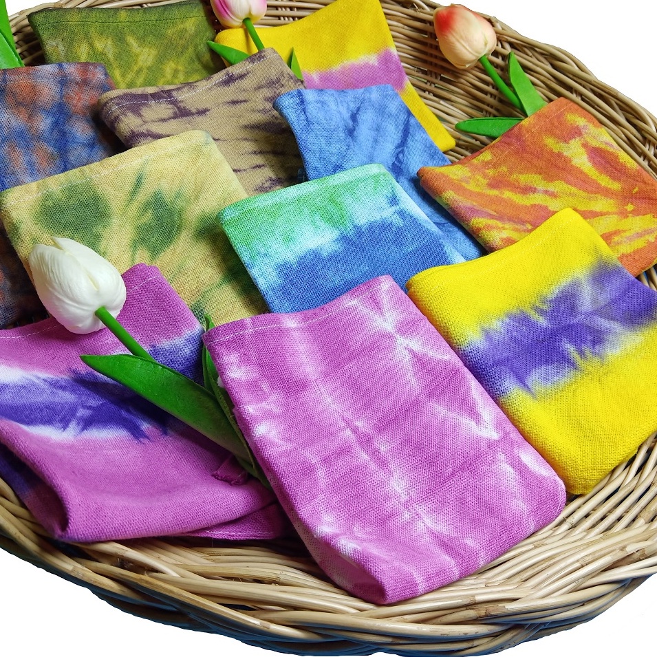 ผ้าโพกผมสามเหลี่ยม ผ้าฝ้ายมัดย้อม (Tie-Dye Cotton) ♡ ล็อตที่ 18 ♡