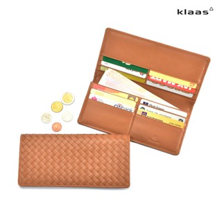 08-154 unisex bi-fold wallet intrecciato กระเป๋าสตางค์สานหนังแท้ กระเป๋าตังค์สานหนังแท้ แบรนด์ klaas