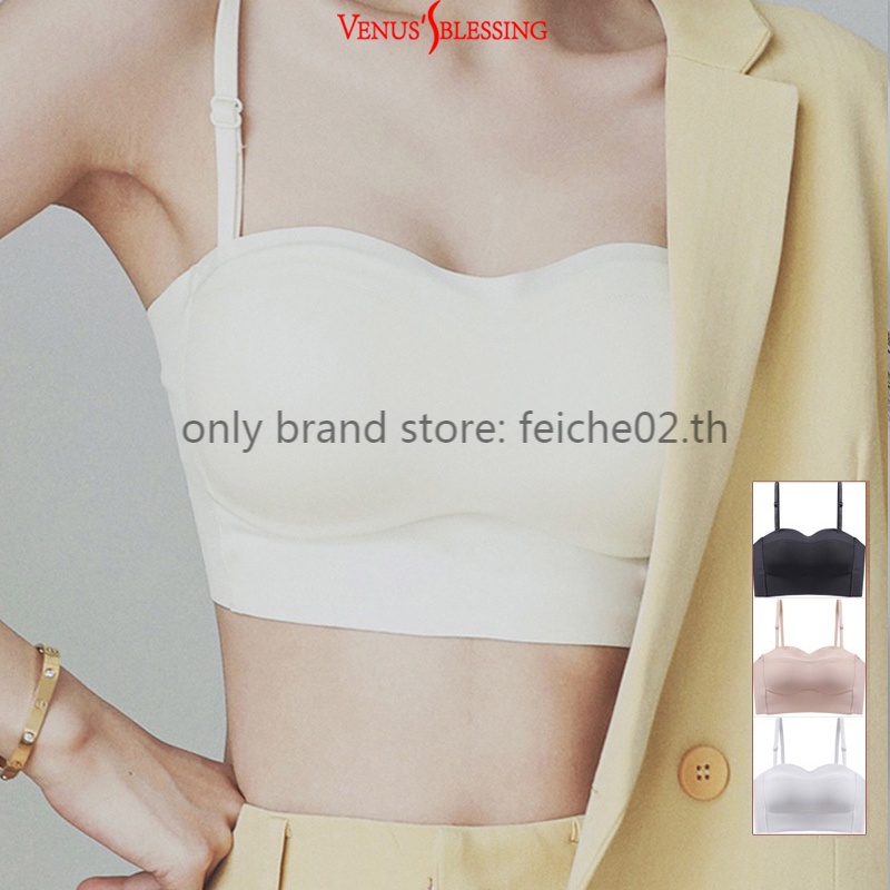 เสื้อชั้นใน เสื้อชั้นในผู้หญิง Thin strapless invisible bra , Seamless big breasts show small gathers women's tube top,Prevent expansion wrapped bra