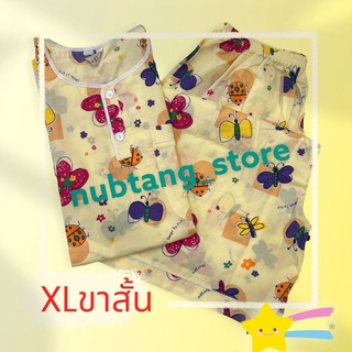 ชุดนอนp+p ผ้าป่านมัสลิน (XL) คอกลมสวมหัว/คอปก ขาสั้น