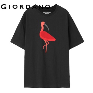 HH Giordano เสื้อยืดคอกลมแขนสั้นผ้าฝ้ายพิมพ์ลาย 99391090 คอกลมเสื้อยืด