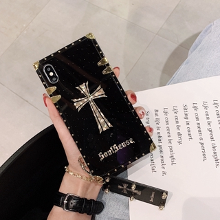 เคสโทรศัพท์ Street Fashion Crucifixion Square Case Realme 5s 5i 6i C3 C11 C12 C15 C17 X50 5G 5PRO 6PRO 7i V5 7PRO X7 V3 XT X2 C2 Ladies Cover with Strap