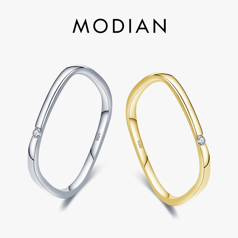Modian แหวนเงินแท้ 100% 925 ทรงสี่เหลี่ยม เครื่องประดับแฟชั่น สําหรับผู้หญิง