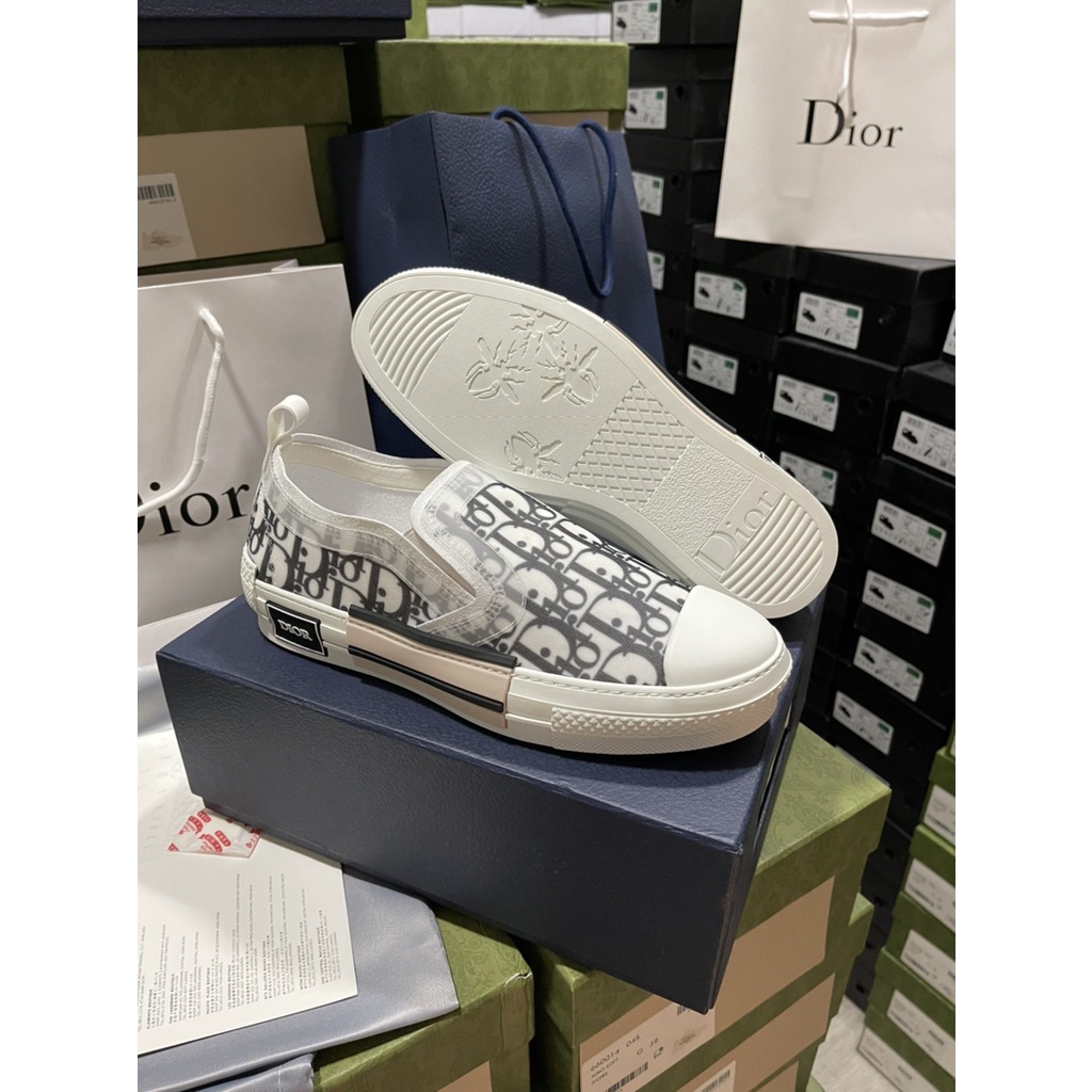 D*OR x SHAWN STUSSY B23 Slip-On Sneaker (สีเทา) ไซส์ 40--45 รองเท้าผ้าใบ แบบสวม พร้อมส่ง🚛✔