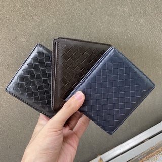 Woven Lambskin Short Wallet with coin slot กระเป๋าสตางค์หนังแกะ(มีช่องใส่เหรียญ) สานแท้