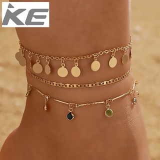 Anklet Colorful Diamond Three Anklet Geometric Disc Chain Anklet for girls for women low price