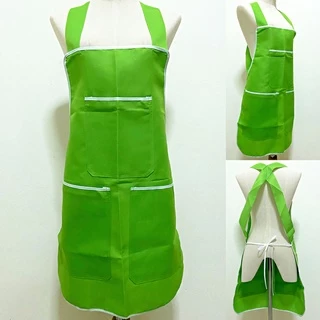 ผ้ากันเปื้อน3กระเป๋า 2ซิป สีพื้น กุ๊นขอบอย่างดี