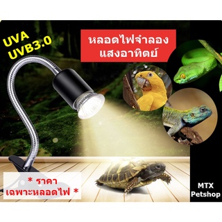 ราคาส่งไว‼️หลอดไฟให้ความร้อนและรังสี UVA+UVB 3.0 // สำหรับนก เต่า สัตว์เลื้อยคลาน (ไม่รวมขั้ว))