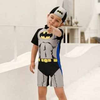 ชุดว่ายน้ำ+หมวก ลายbatman