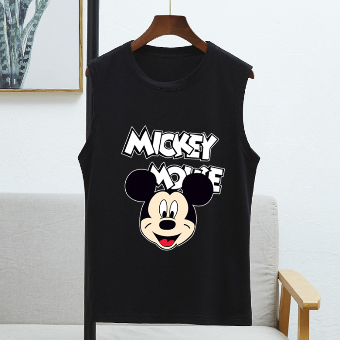ถูกที่สุด ล่าสุด ลายตัวการ์ตูนยอดนิยม สบายและเย็น คอกลม เสื้อแขนกุด 8สี S~3XL