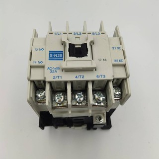 S-N20แมกเนติก คอนแทคเตอร์ (Magnetic Contactors) AC-1=Ith 32A  1NO+1NC  COIL: 24V, 110V, 220V, 380V