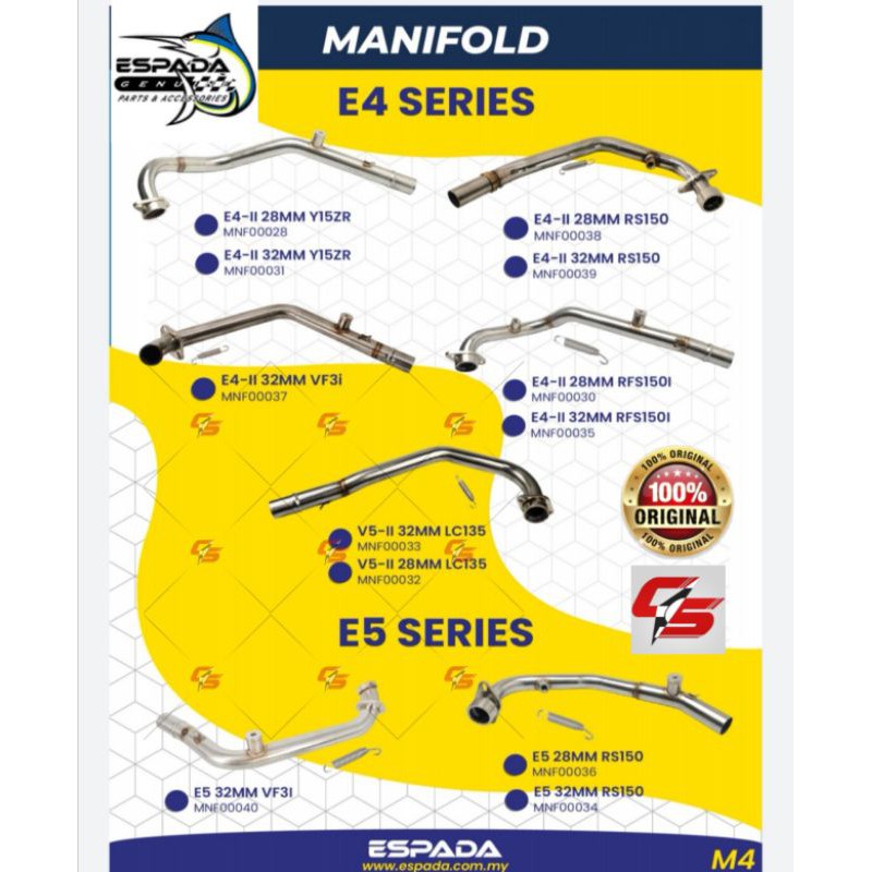 ESPADA MANIFOLD 28 มม.32 มม.E4 E5 V5 LC135 Y15ZR RS150 RFS150I VF3I