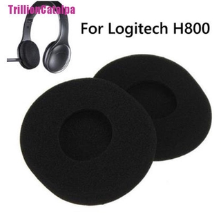 [Trillion] แผ่นโฟมฟองน้ํา แบบนิ่ม สีดํา สําหรับหูฟัง Logitech 1 คู่